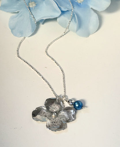 Sterling Silver Hydrangea Flower Necklace