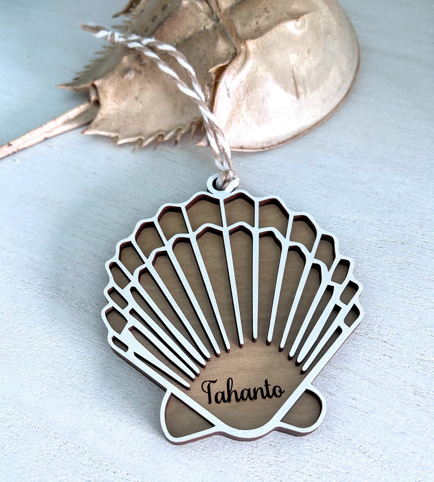 Custom Tahanto Scallop Shell Ornament