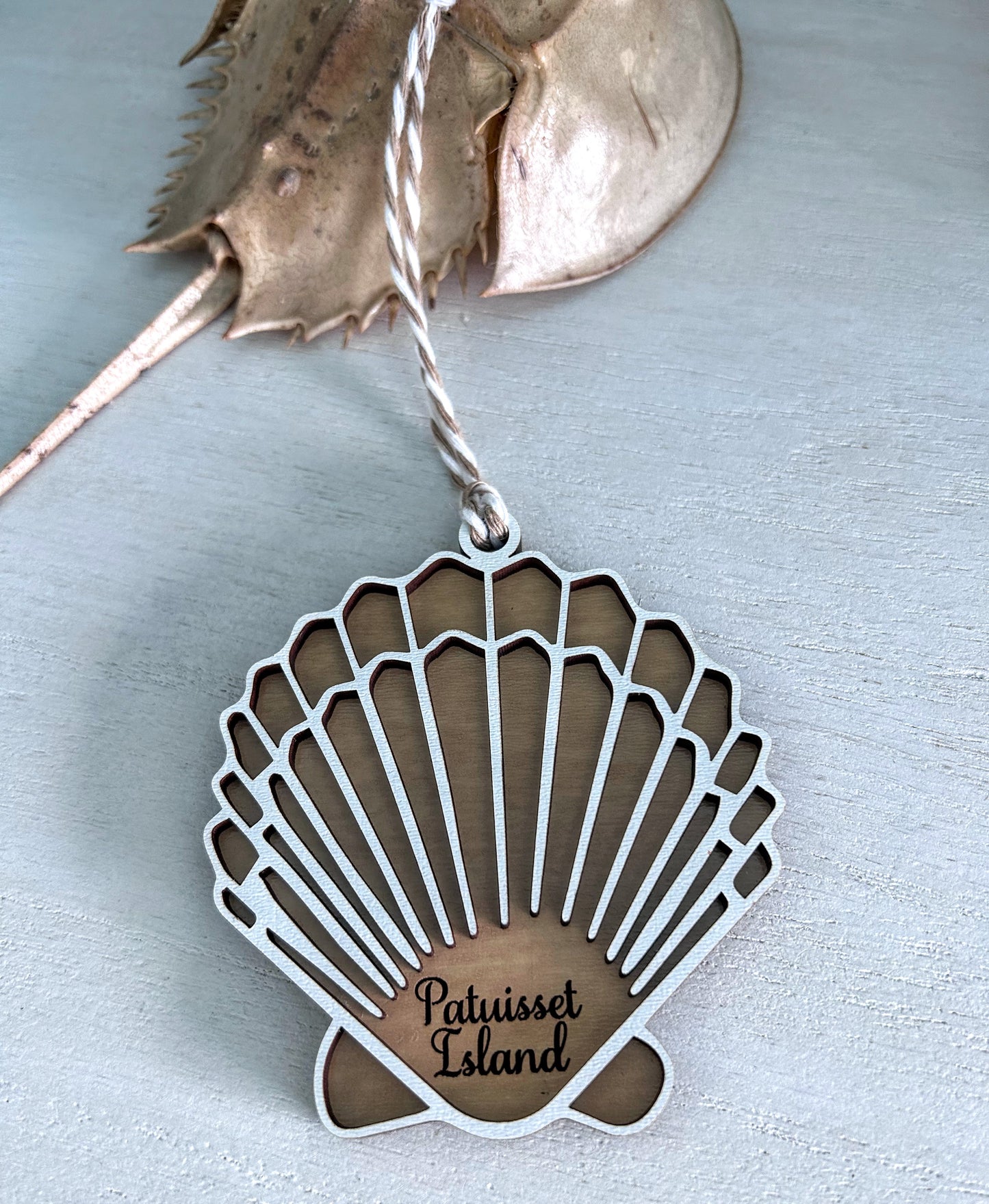 Custom Patuisset Island Scallop Shell Ornament