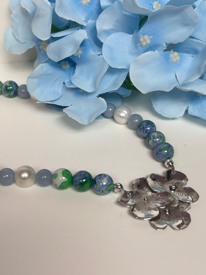 #56 Hydrangea Flower Jade Necklace