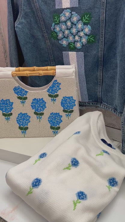 Beaded Hydrangea Flower Hand Bag